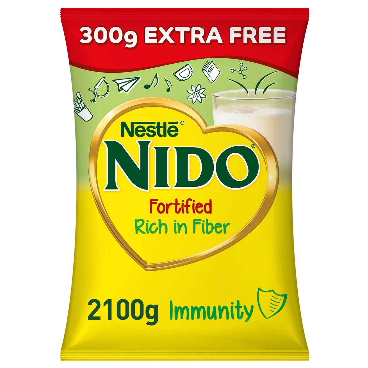 Nido Fortified Milk Powder Rich In Fiber Pouch  1800+300gm