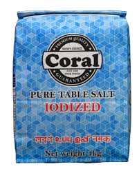 Coral Pure Table Salt Iodized pkt 1kg